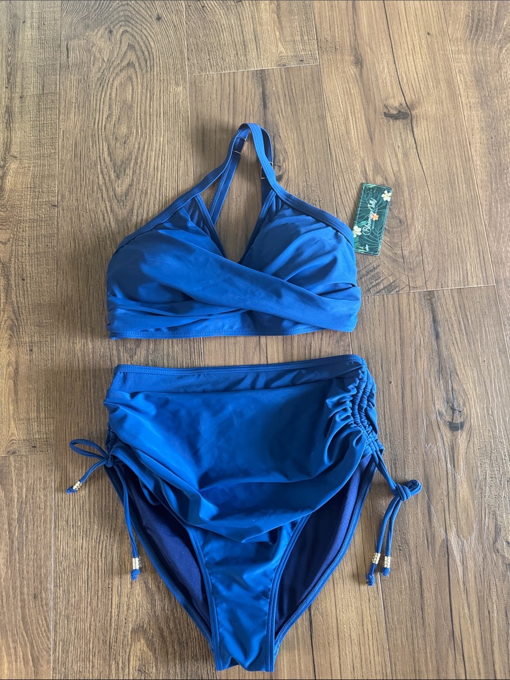 Cobalt Blue High-Waist Bikini Set - Blooming Jelly